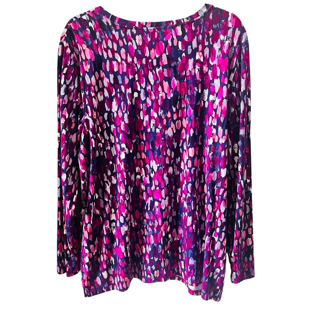 Chicos Purple Pink Abstract Brushstroke Long Sleeve Top Size 4 XXL Casual Artsy - Picture 7 of 10